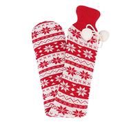 RASTKY Sac D'eau Chaude à Injection D'eau 2000ML, Bouteille Chaude à Transfert de Chaleur Rapide pour Lit Chaud, Bouteille en Caoutchouc Sûre pour L'hiver (Flocon de neige rouge)