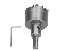 RASTKY Scie Cloche Robuste à Dents en Carbure pour la Coupe de L'acier Inoxydable, Effet de Coupe Parfait pour les Plaques Métalliques - 1 Scie Cloche, 1 clé en L. (42mm)