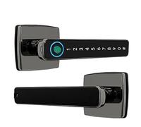 RASTKY Serrure de Porte Intelligente à Empreintes Digitales, pour Chambre à Coucher, Entrée sans clé, Application, Codes D'accès, Poignée Noire, 4 en 1, pour Porte D'entrée et Appartement