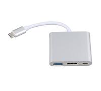 RASTKY Station d'accueil USB C 3 en 1 en Alliage D'aluminium, Transmission 4K HD 5 Gbit/s pour Ordinateur, TV, Projecteur, Argent 6,3 X 2,4 X 0,4 Pouces