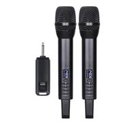 RASTKY Système de Microphone sans Fil Professionnel avec Noyau de Bobine Dynamique pour karaoké et Discours, Micro Portable pour Home Cinéma, Noir (1 récepteur et 2 Microphones)