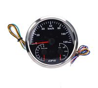 RASTKY Tachymètre GPS 3 en 1, 110mm, 4-3/8 Pouces, pour Camping-car, Yachts, Camions, Affichage rétro-éclairé Rouge de Haute Précision pour Camping-cars (Cadran noir lunette argentée CXA095)