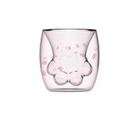 RASTKY Tasse à café Griffe de Chat Tasse en Verre à Double Paroi Mignonne pour les Amateurs de café et les Amis 177 Ml (PINK)