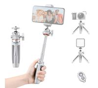 RASTKY Trépied Selfie Stick Extensible, Trépied Selfie Stick 2 en 1, Alliage D'aluminium, Vis 1/4 Po avec Support de Téléphone, Obturateur à Distance pour Appareil Photo sans Miroir (White)
