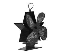 RASTKY Ventilateur de Cheminée Efficace à 4 Pales, alimenté par la Chaleur, Motif Père Noël pour la Distribution de Chaleur, Ventilateur de Four pour Usage Domestique, en Alliage D'aluminium (Black)
