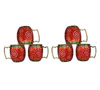 Rastogi Bricolage Faite à la Main en cuivre Pur extérieure Peinte à la Main Art Travail Vin, Vodka, Bière, Cocktail, jus de Fruits, DE Froid Tasse à café Mug - Rouge