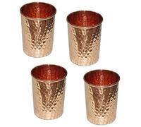 Rastogi Handicafts Lot de 4 verres à eau martelés 100 % cuivre pur