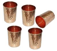 Rastogi Handicafts Lot de 5 verres à eau martelés 100 % cuivre pur