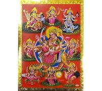 Rastogi Handicraft Poster Best Of Indian Reprint Hindou God avec feuille d'or sans cadre (Durga-Ji-Navaroop-17,8 x 12,7 cm)