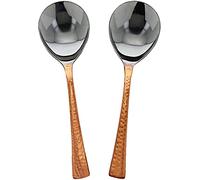 RAstogi Handicrafts Lot de 2 cuillères de service indiennes faites à la main en acier inoxydable et cuivre