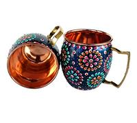 Rastogi Handicrafts Lot de 2 tasses artisanales peintes à la main pour vin, vodka, bière, cocktail, jus, café froid
