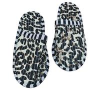 Rastogi Handicrafts Paire de pantoufles matelassées, imprimé animal, motif floral, chaussures d'intérieur, motif léopard camouflage et fleurs roses, Noir/blanc, One Size Women/One Size Men