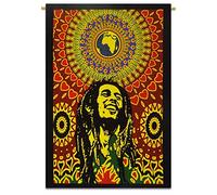 Rastogi Handicrafts Tapisserie Bob Marley Hippie, Mandala hippie, bohème, décoration de dortoir, tapisserie psychédélique, décoration ethnique, multicolore