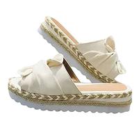 Rasunndy Sandales Pantoufles Femme été Confortable, Chaussures Été Tongs à Talons Compensées Dame Tongs Mode Tongs Bohème Fleur Glisser sur Les Chaussures Tongs Sandales Femmes Plates