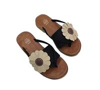 Rasunndy Sandales Pantoufles Femmes Chaussure Ete, Claquettes Nu Pieds Semelle Compensée Confortable Tongs Antidérapante Confortable Tongs Bohème Fleur Noir Marron Bleu Taille 35-42 EU