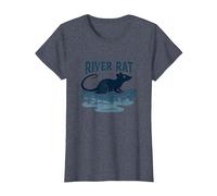 Rat de rivière : Art de la Faune Vintage pour Les Amoureux de la Nature T-Shirt, Femme, Bleu Chiné, 3XL