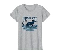 Rat de rivière : Art de la Faune Vintage pour Les Amoureux de la Nature T-Shirt, Femme, Gris Chiné, XXL