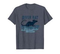 Rat de rivière : Art de la Faune Vintage pour Les Amoureux de la Nature T-Shirt, Homme, Bleu Chiné, L