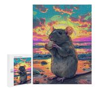 Rat Eating on Beach Sunset Puzzle 1000 Pièces Educa Jouet en Bois Cadeau Unique Décoration Intérieure Jeu Éducatif Challenge Toy Adultes Et Enfants À Partir De 14 Ans 500 PCS
