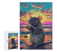 Rat Eating on Beach Sunset Puzzle 1000 Pièces Educa Jouet en Bois Cadeau Unique Décoration Intérieure Jeu Éducatif Challenge Toy Adultes Et Enfants À Partir De 14 Ans 300 PCS