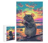 Rat Eating on Beach Sunset Puzzle 1000 Pièces Educa Jouet en Bois Cadeau Unique Décoration Intérieure Jeu Éducatif Challenge Toy Adultes Et Enfants À Partir De 14 Ans 1000 PCS