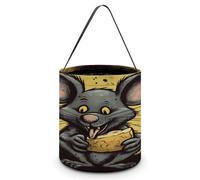 Rat Eats A Piece of Cheese Printing Candy Basket Halloween Trick or Treat Bags Gift Bucket for Halloween Party or Daily Supplies, Style, One Size, Style :, Taille unique