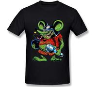 Rat Fink Men's Cotton Fashion Performance Basic Short Sleeve T-Shirt Black Manches Courtes(Small)