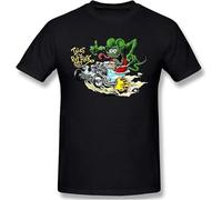 Rat Fink Soft Men Tops Short Sleeve Tee Black Manches Courtes(X-Large)