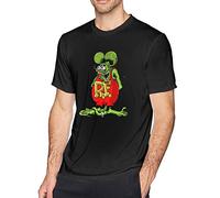 Rat Fink T-Shirt à Manches Courtes et col Rond pour Homme - T-Shirts Graphiques Fantaisie avec Motifs Cool, Noir, 3XL