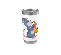Rat Musicien Saxophone Musique Gobelet isotherme en acier inoxydable double paroi