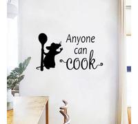 Ratatouille Stickers muraux mignons Anyone Can Cook Autocollants de cuisine en vinyle pour ordinateur portable, salle à manger, décoration d'intérieur, affiche murale 55 x 31 cm