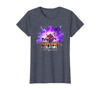 Ratchet and Clank Rift Apart Portal Jump Video Game T-Shirt, Femme, Bleu Chiné, 3XL