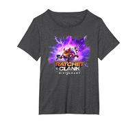 Ratchet and Clank Rift Apart Portal Jump Video Game T-Shirt, Femme Grandes Tailles, Chiné Foncé, 4X
