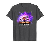 Ratchet and Clank Rift Apart Portal Jump Video Game T-Shirt, Homme, Chiné Foncé, XL