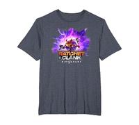 Ratchet and Clank Rift Apart Portal Jump Video Game T-Shirt, Homme Grandes Tailles, Bleu Chiné, 3X Tall