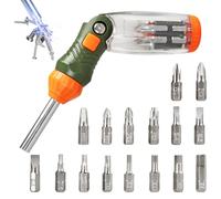 Ratchet Screwdriver- 16-in-1 Adjustable Magnetic Set, Multifunctional Precision Ratcheting Hand Tool Kit | Flathead Phillips Hex Square Nut Driver For Electronics, Hammer, Electrician