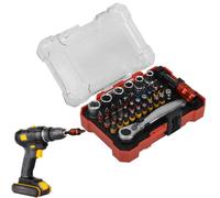 Ratchet, Screwdriver Set, 38-Piece Compact Kit, 12.1x8.4x3.1cm, Multi-Bit Wrench Tool, Portable Repair Gear, Black & Red Case, for Car, Hvac, Motorcycle, Home, Electrician Motorcycle Owners
