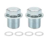 RATCHROLL Bouchon De Vidange D'Huile Universel Anti-Fuite 2Pcs Ton Argent | Acier, Aluminium, M17x1.5, 25x24mm, Pour Chevy, Pour Ford, Pour Voiture, Pour Bateau, Pour Moto, 2 Bouchons, 4 Joints