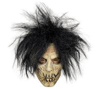Ratdlyz Masque intégral Hannya de samouraï japonais, fantôme blanc tueur, aspect toile de jute vieillie, masque effrayant pour adulte, casque en latex terrifiant, déguisement pour fête d'Halloween