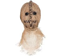 Ratdlyz Masque intégral Hannya de samouraï japonais, fantôme blanc tueur, aspect toile de jute vieillie, masque effrayant pour adulte, casque en latex terrifiant, déguisement pour fête d'Halloween