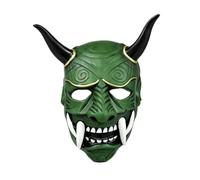 Ratdlyz Masque intégral Hannya de samouraï japonais, fantôme blanc tueur, aspect toile de jute vieillie, masque effrayant pour adulte, casque en latex terrifiant, déguisement pour fête d'Halloween