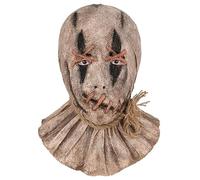Ratdlyz Masque intégral Hannya de samouraï japonais, fantôme blanc tueur, aspect toile de jute vieillie, masque effrayant pour adulte, casque en latex terrifiant, déguisement pour fête d'Halloween