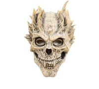 Ratdlyz Masque intégral Hannya de samouraï japonais, fantôme blanc tueur, aspect toile de jute vieillie, masque effrayant pour adulte, casque en latex terrifiant, déguisement pour fête d'Halloween