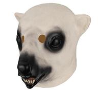 Ratdlyz Masque intégral Hannya de samouraï japonais, fantôme blanc tueur, aspect toile de jute vieillie, masque effrayant pour adulte, casque en latex terrifiant, déguisement pour fête d'Halloween
