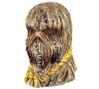 Ratdlyz Masque intégral Hannya de samouraï japonais, fantôme blanc tueur, aspect toile de jute vieillie, masque effrayant pour adulte, casque en latex terrifiant, déguisement pour fête d'Halloween