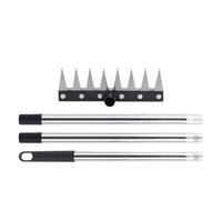 Râteau à chaume à gazon - Déchaumeur à 8 dents en acier inoxydable, outil de labourage de pelouse de jardin, accessoire d'aménagement paysager extérieur, entretien robuste de la cour, conception de po