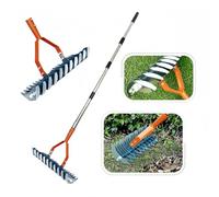 Râteau à chaume, déchaumeur de pelouse de 35,6 cm ; acier robuste ; outil avec poignée pour enlever efficacement les herbes mortes ; toiletteur de jardin polyvalent ; améliore le sol ; durabilité