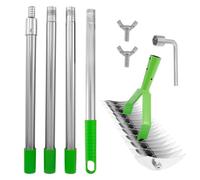 Râteau à chaume pour pelouse de 33 cm à dents double face avec manche de 170 cm de long, outil d'élimination de la mousse de jardin pour nettoyer l'herbe morte, la cour et le jardin