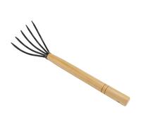 Râteau à Cinq Dents pour Feuilles Mortes en Acier au Carbone | Manche en Bois Trou D’accroche, Noir, pour Jardin et Bacs Surélevés, Usage Extérieur