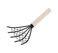 Râteau à Coquillages de Plage à Cinq Dents, Manche Bois Blanc | Acier au Carbone, Tamis à Maille et Dents Espacées, pour Ramasser Moules et Crustacés sur Vasières